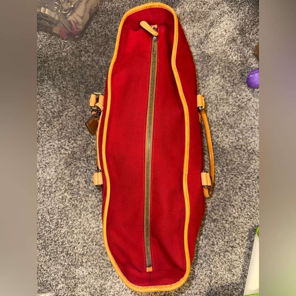 Coach Vintage Transatlantic XL Weekender Red Canvas and Leather 5968 - Picture 8 of 12